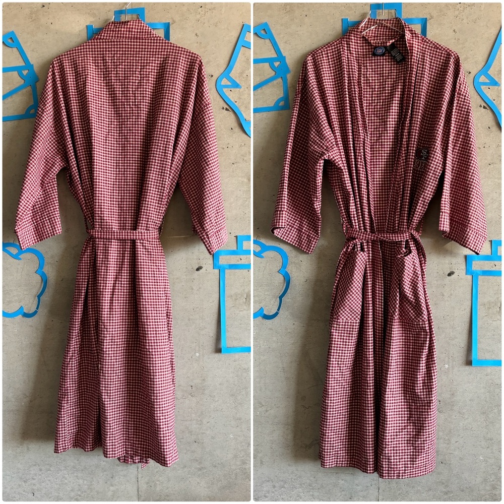 Vintage NFL San Francisco 49ers Plaid Waist Tie Robe